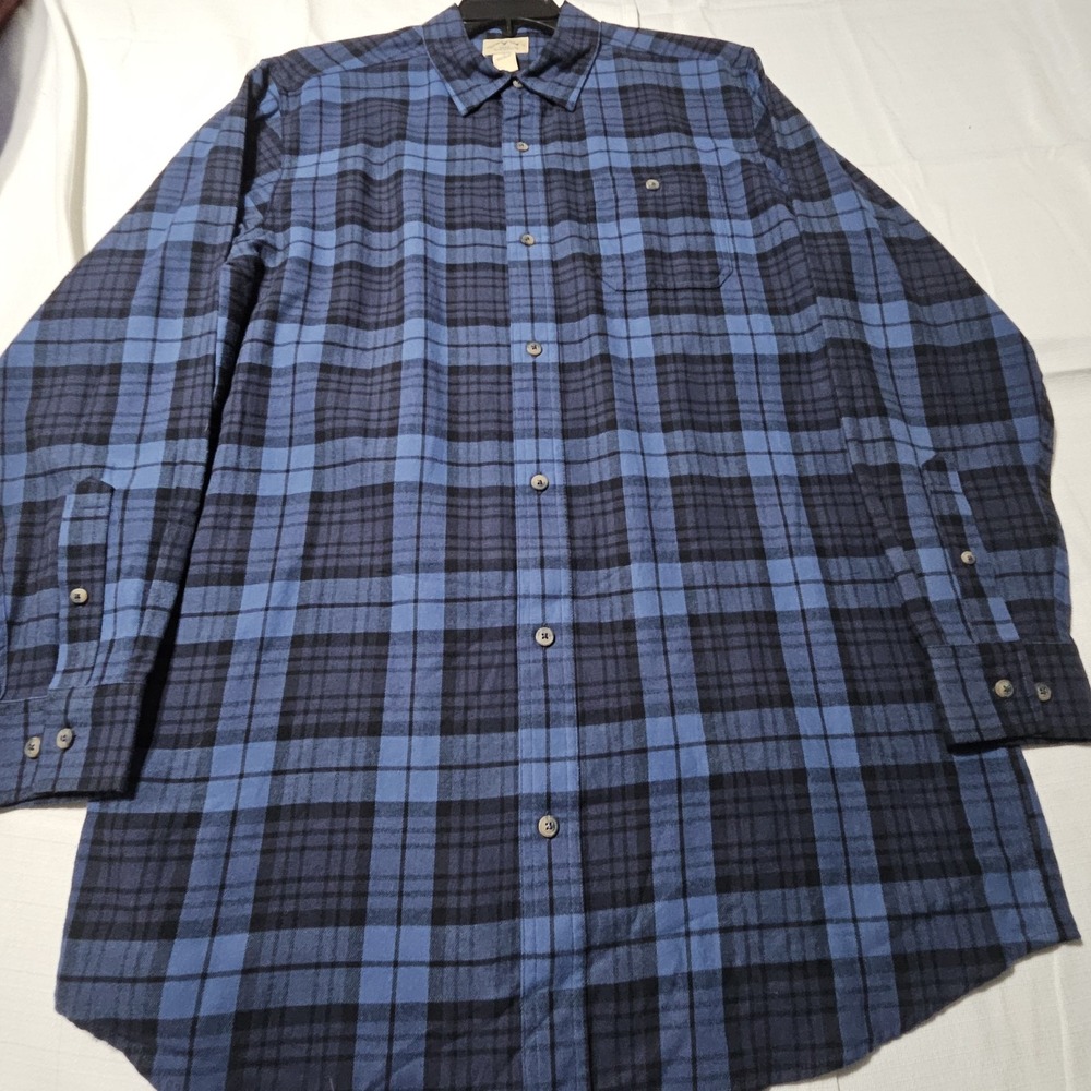Blue Mountain Blue Plaid Flannel Shirt Button Up Long Sleeve Casual Mens LT NWT‎ - Picture 2 of 16